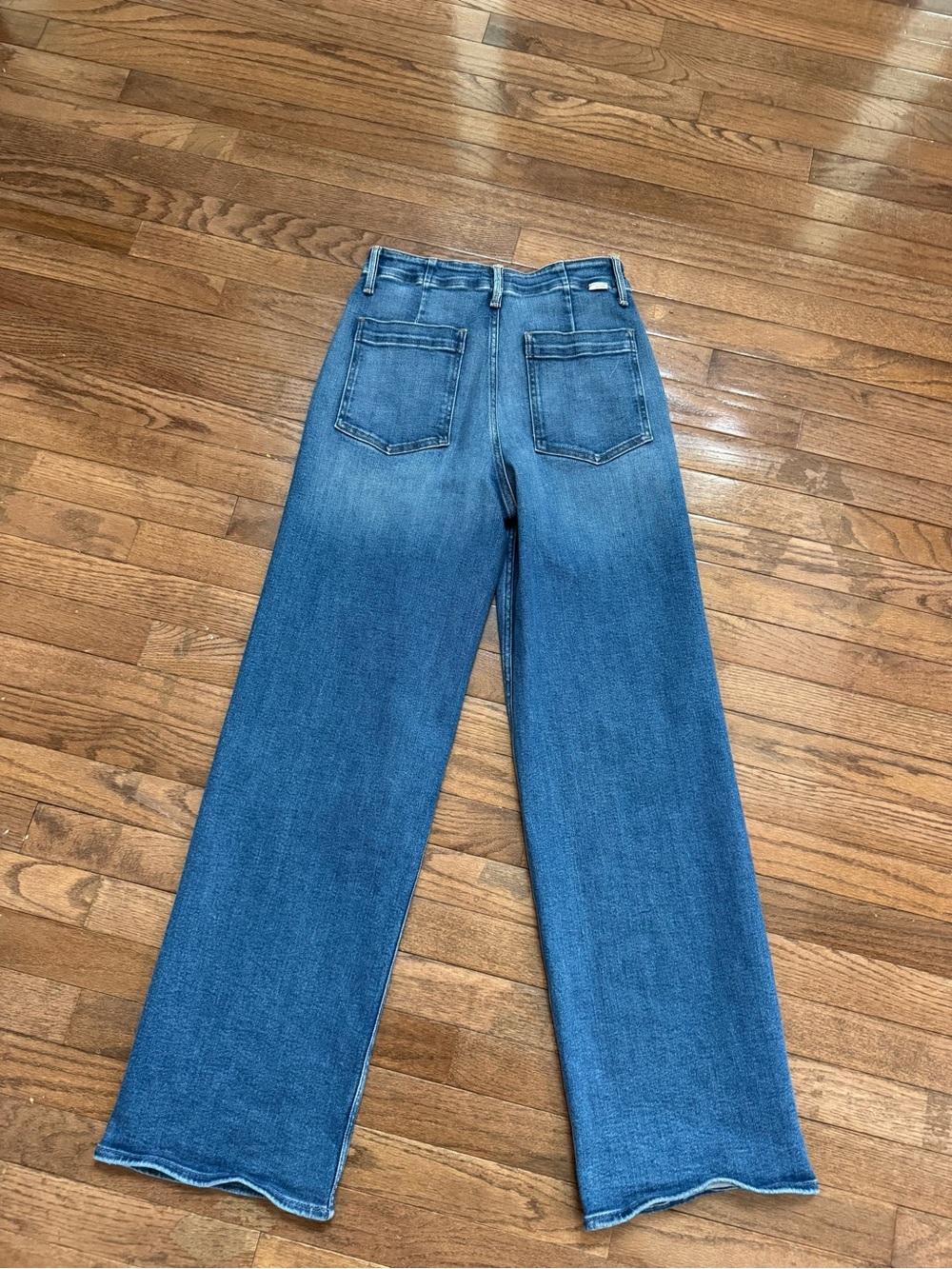 MOTHER Denim The Major Zip Skimp High Rise Jeans in Medium Blue Wash - Picture 11 of 15